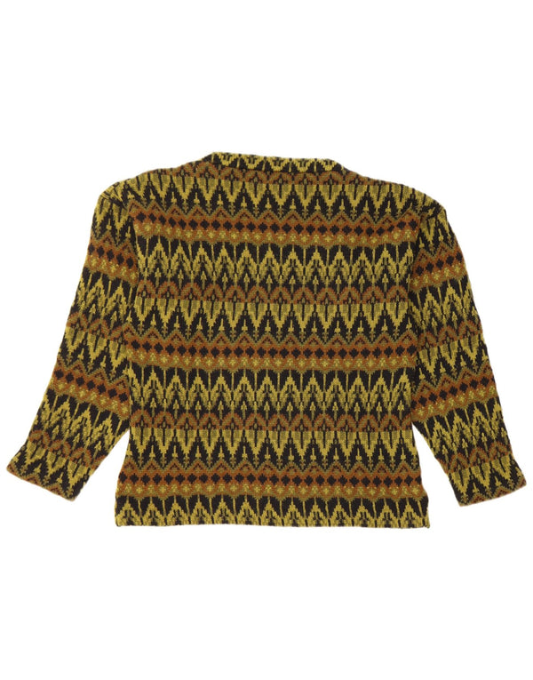 Vintage Dame Turtle Neck Jumper Sweater UK 8 Small Green Geometric Retro