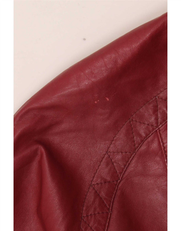 Vintage dame bikerjakke i overdimensioneret læder EU 38 Medium Burgundy