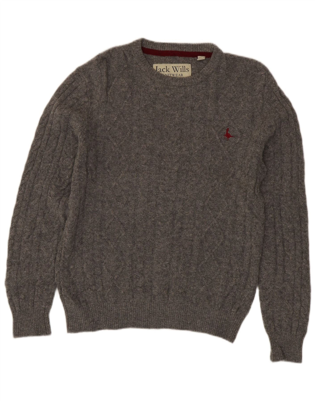 Jack Wills Herre Crew Neck Jumper Sweater Lille Grå Merinould