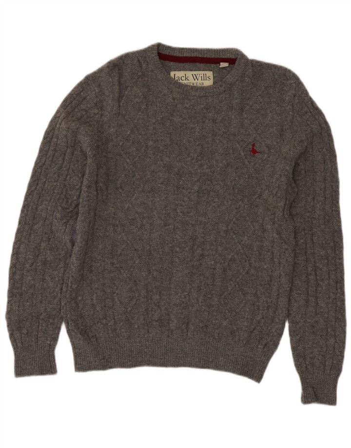 Jack Wills Herre Crew Neck Jumper Sweater Lille Grå Merinould