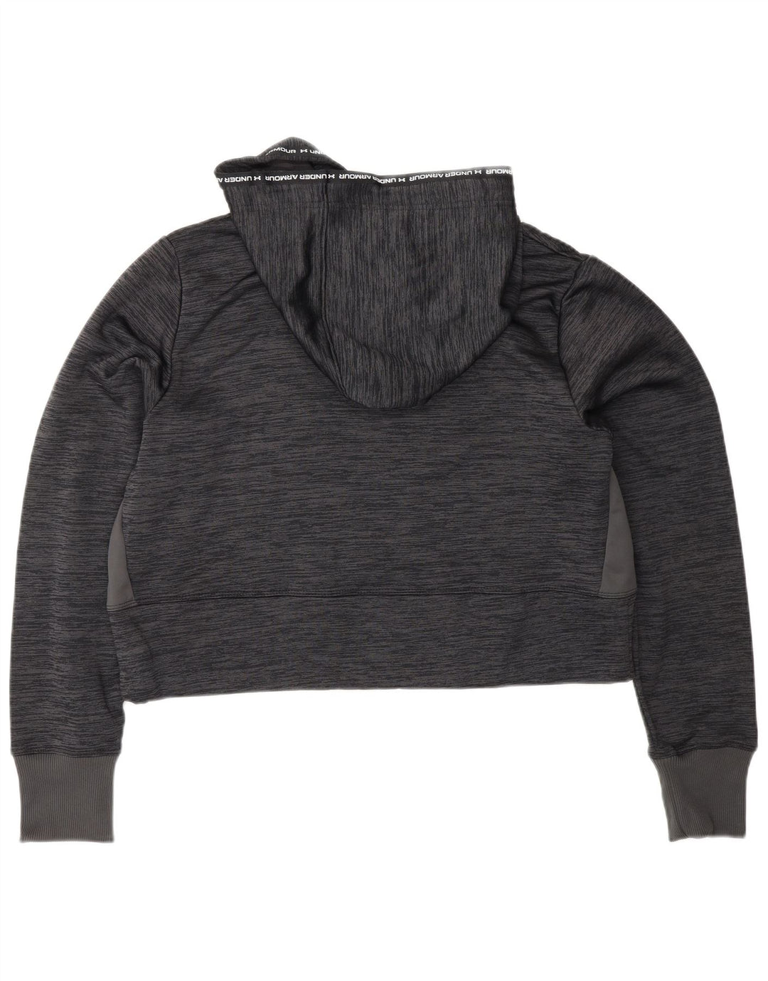 UNDER ARMOUR Dame Crop Hoodie Jumper UK 14 Medium Grey Flecked Polyester