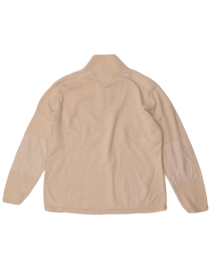Vintage herre lynlås-hals sweater XL Off White Bomuld
