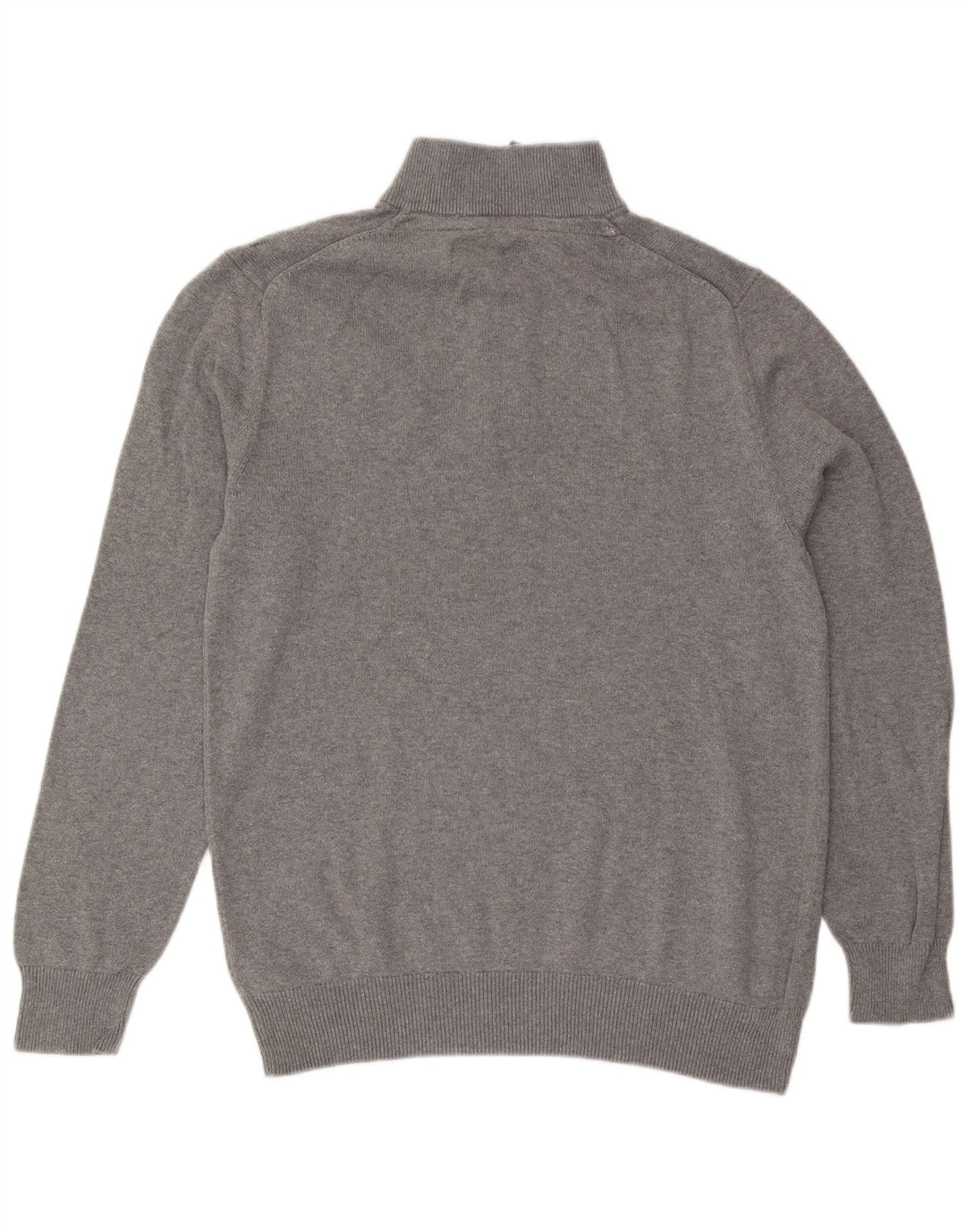 Besætningstøj Herre Zip Neck Jumper Sweater Stor Grå Bomuld