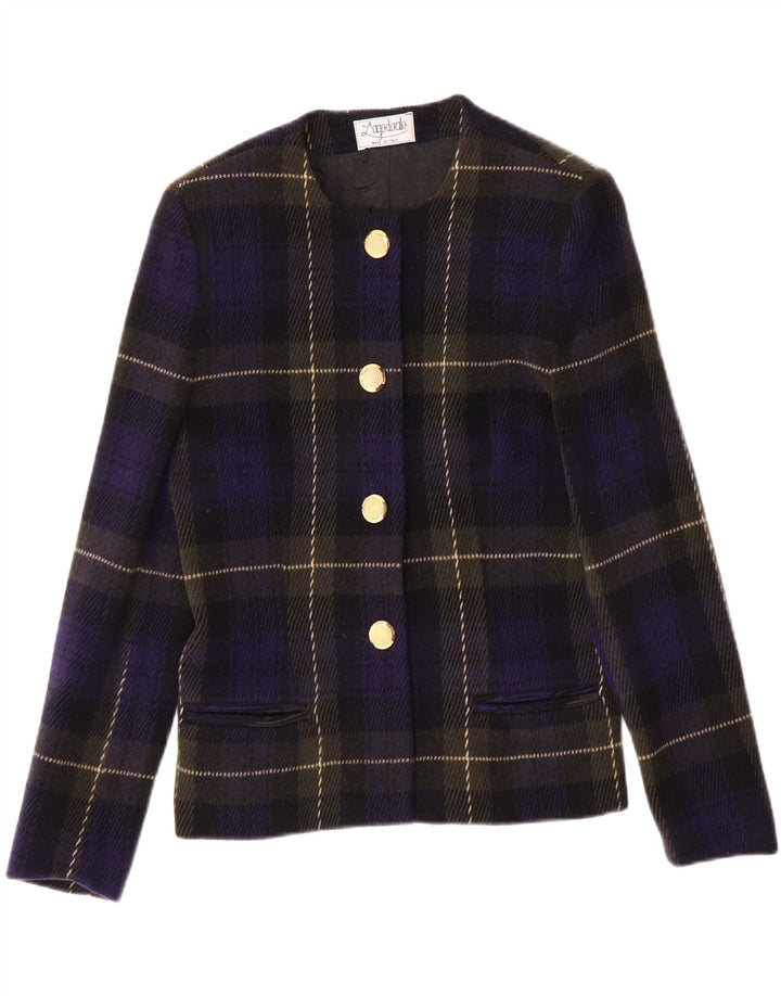 VINTAGE Womens 4 Button Blazer Jacket UK 10 Small Purple Check Vintage Vintage and Second-Hand Vintage from Messina Hembry 