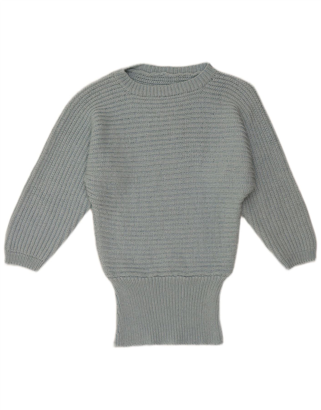 VINTAGE Dame Batwing Boat Neck Jumper Sweater UK 14 Medium Blue