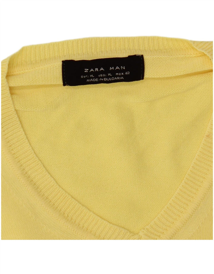 Zara Herre V-hals sweater XL Gul