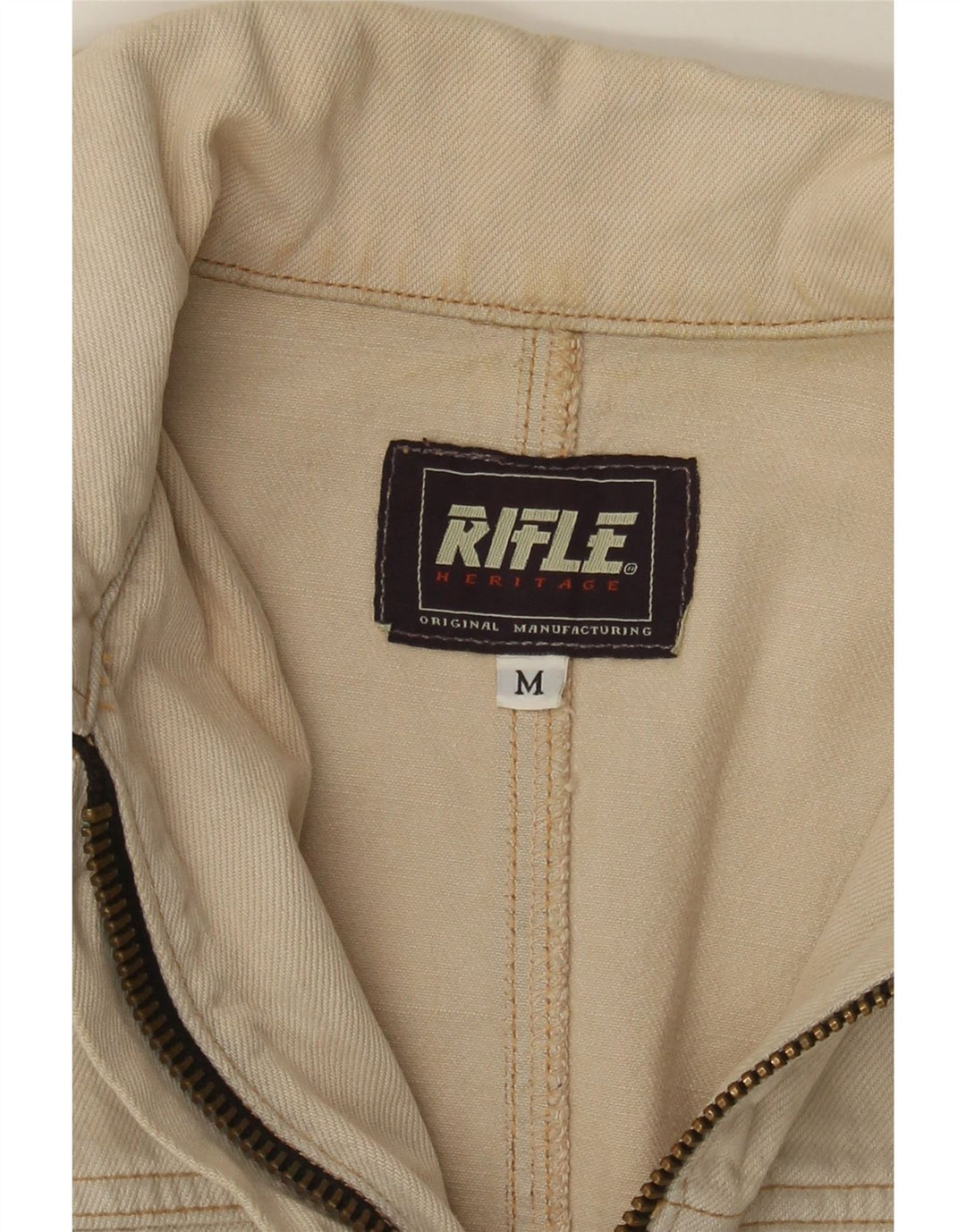 Rifle Dame Crop Denim Jacket UK 12 Medium Beige Bomuld