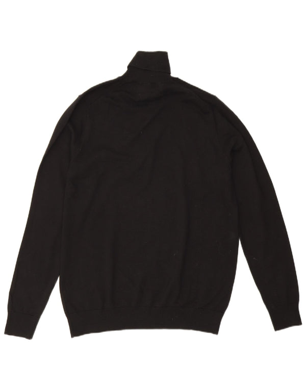 Marks & Spencer Dame Rullehals Sweater UK 14 Medium Sort Bomuld