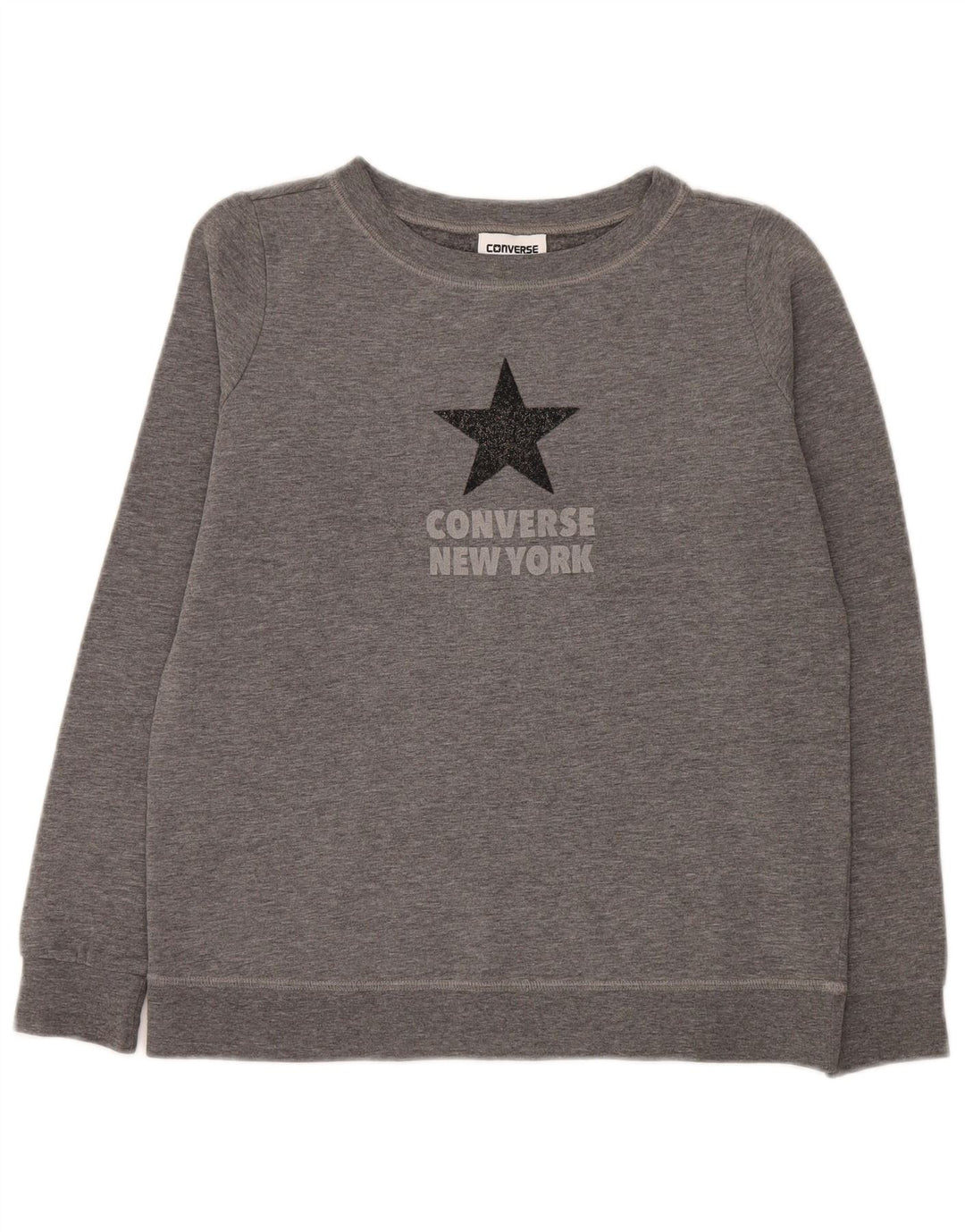 Converse Graphic Oversized Sweatshirt Jumper UK 6 XS Grå Flecked
