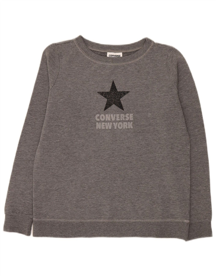 Converse Graphic Oversized Sweatshirt Jumper UK 6 XS Grå Flecked