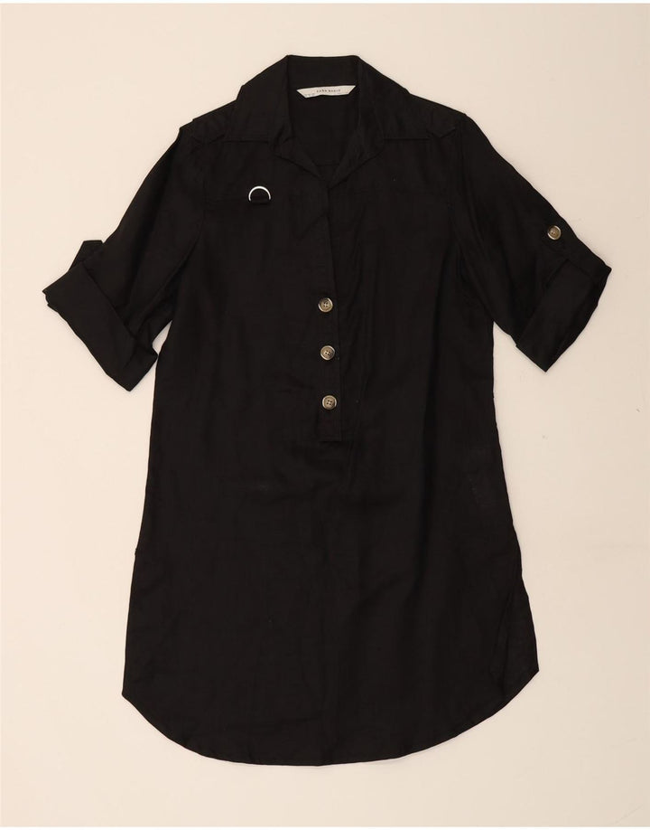 ZARA Dame Pullover Shirt Dress UK 10 Small Black