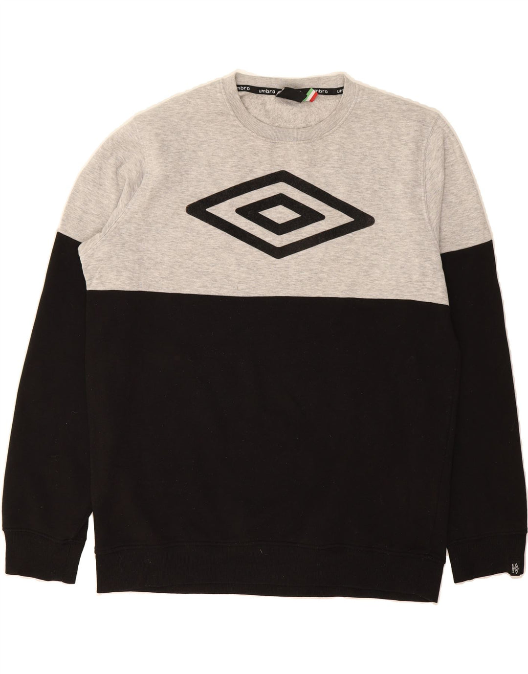 UMBRO Mens Graphic Sweatshirt Jumper XL Black Colourblock Cotton Vintage Umbro and Second-Hand Umbro from Messina Hembry 