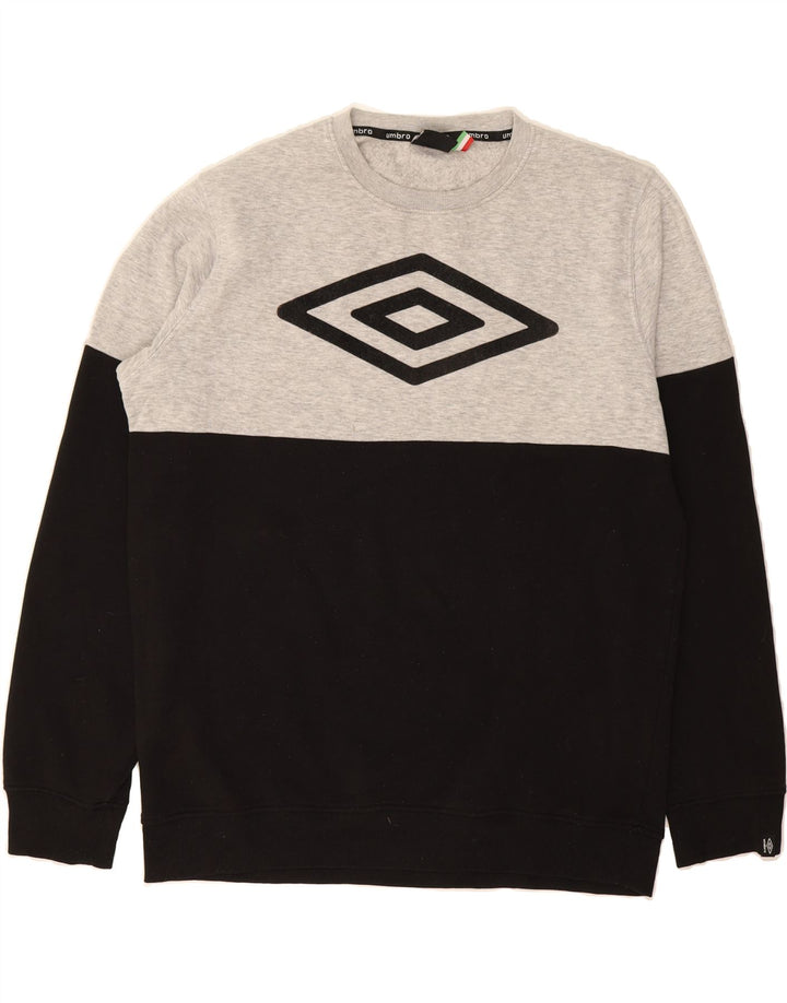UMBRO Mens Graphic Sweatshirt Jumper XL Black Colourblock Cotton Vintage Umbro and Second-Hand Umbro from Messina Hembry 