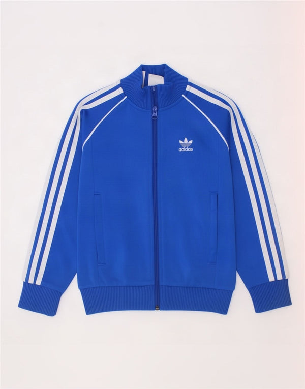 Adidas Boys Tracksuit Top Jacket 6-7 Years Blue Polyester