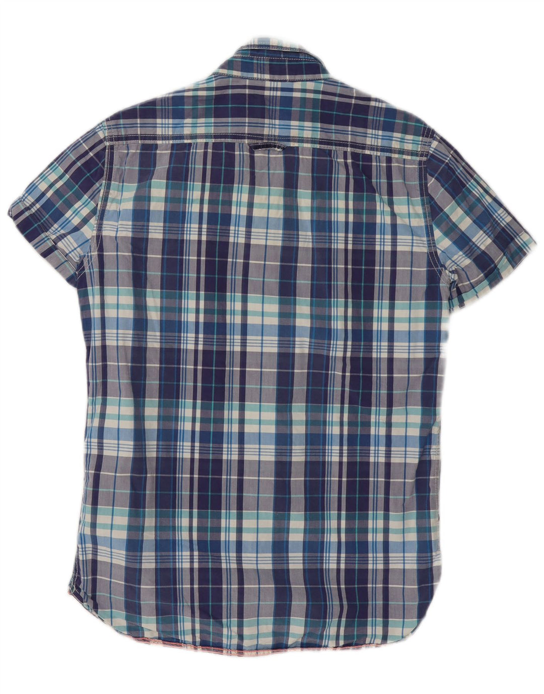 Superdry Kortærmet Herreskjorte Medium Blue Ternet Bomuld