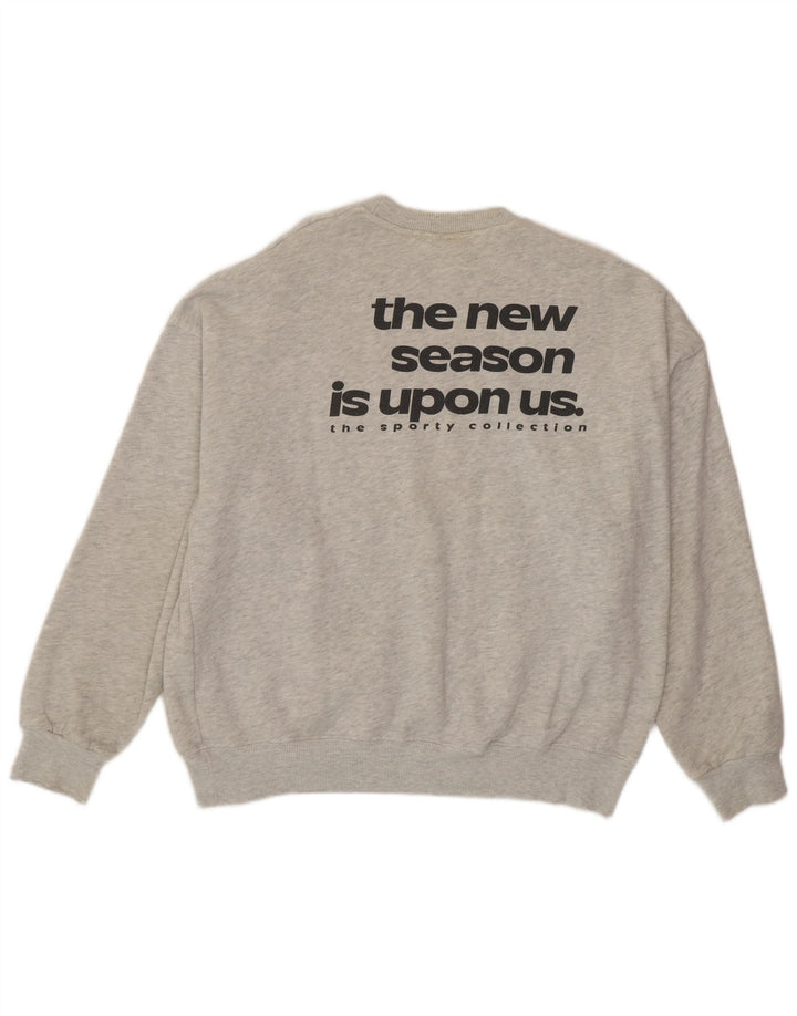Pull & Bear Dame Grafisk Sweatshirt Jumper UK 10 Small Grey Flecked