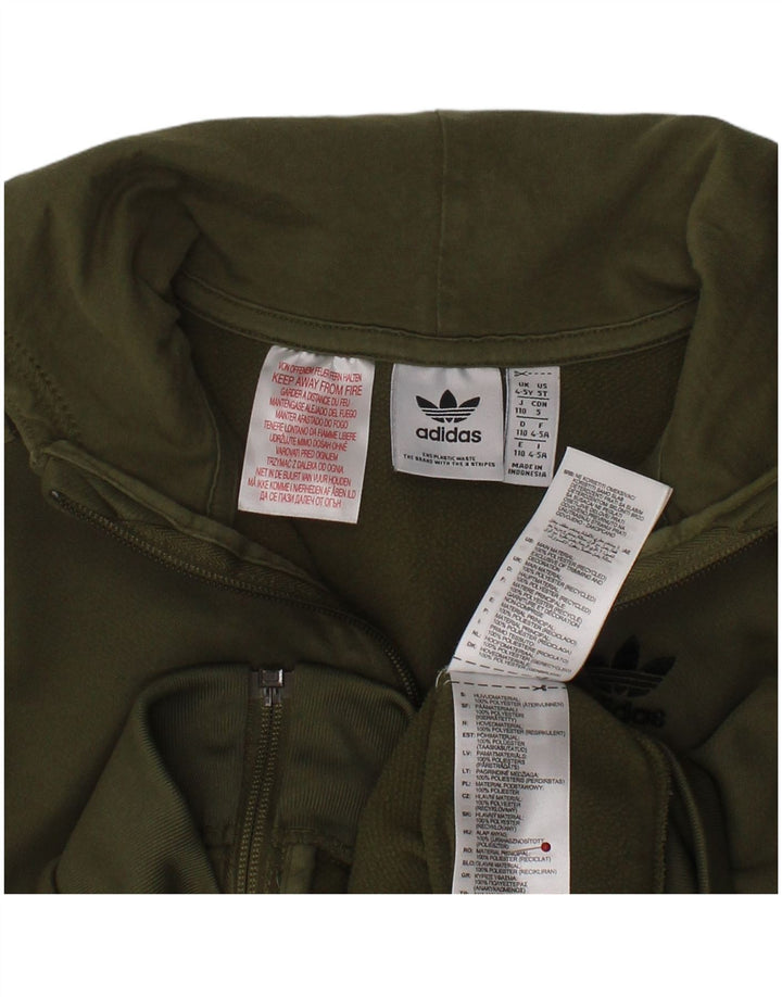 ADIDAS Boys Zip Hoodie Sweater 4-5 Years Green Polyester