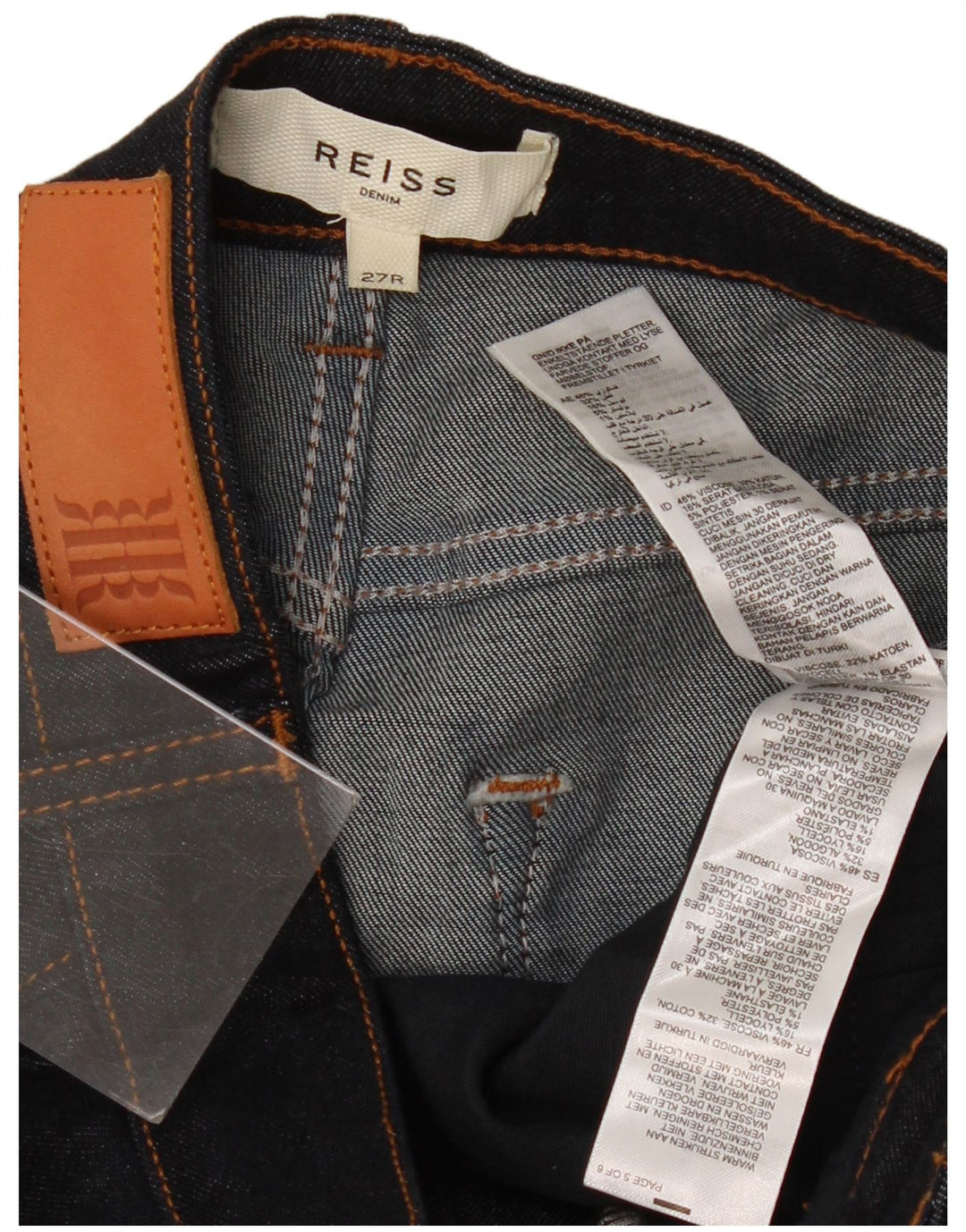 Reiss Dame Flared Jeans W27 L33 Navy Blue Viscose