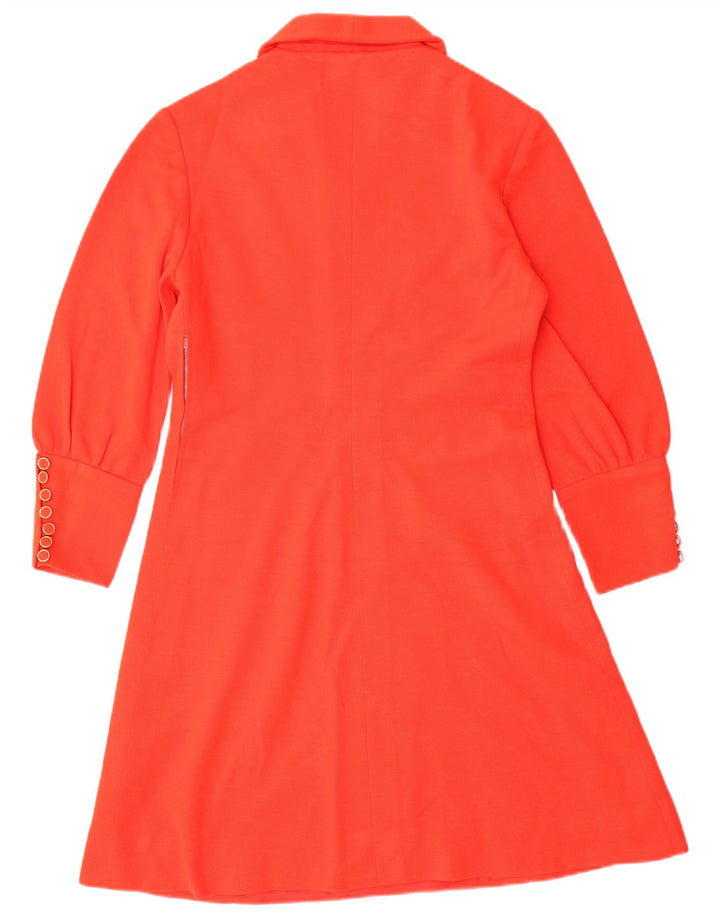 Vintage dame 3/4-ærmet A-line kjole UK 12 Medium Rød