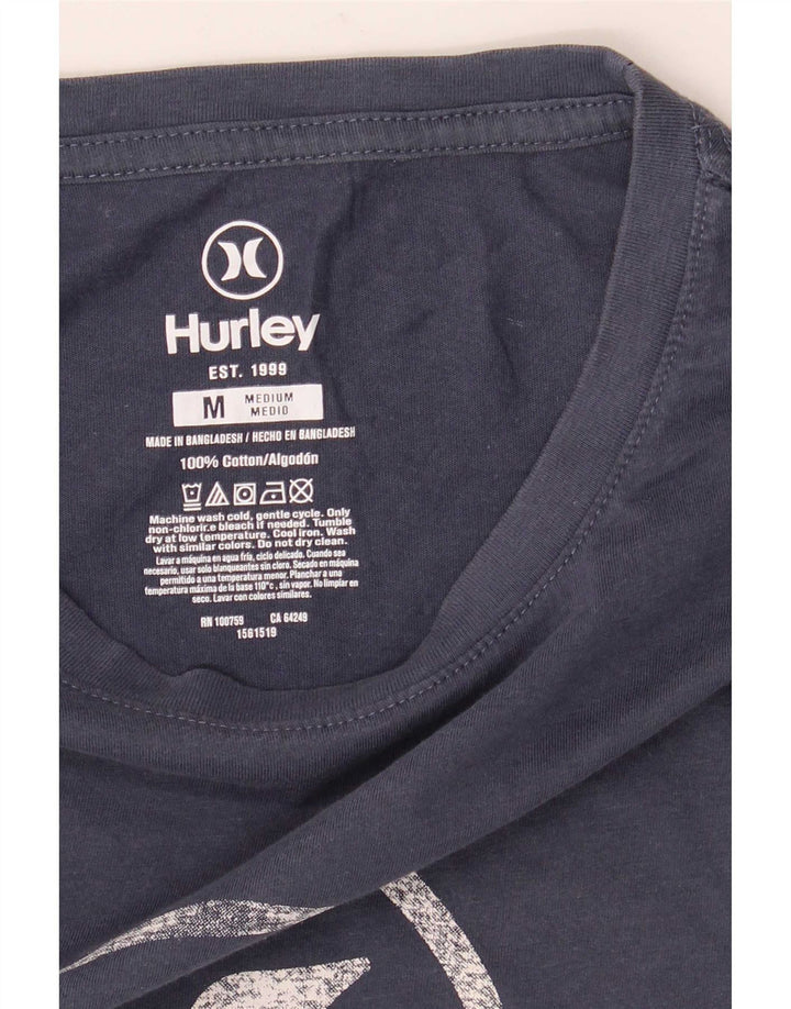 Hurley Herre grafisk T-shirt Top Medium Marineblå Bomuld