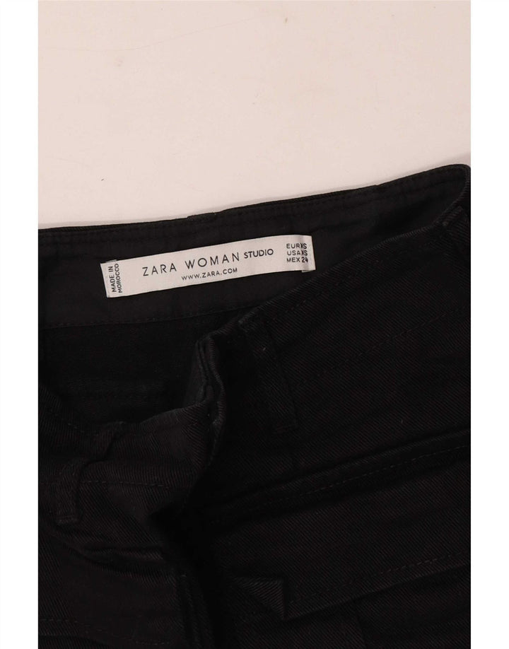 Zara Dame Denim Cargo Nederdel XS W24 Sort