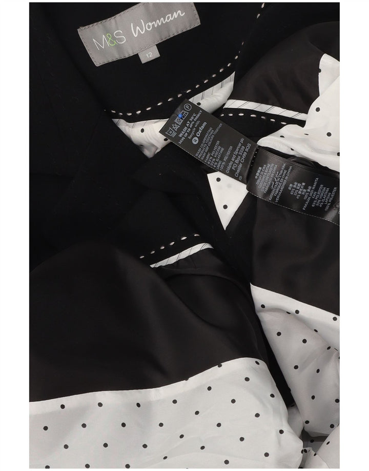 Marks & Spencer Dame 1 Knap Blazer Jakke UK 12 Medium Sort Polyester