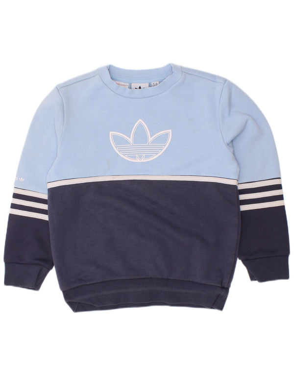 Adidas Drenge Grafisk Sweatshirt Jumper 5-6 år Blå Colourblock Bomuld
