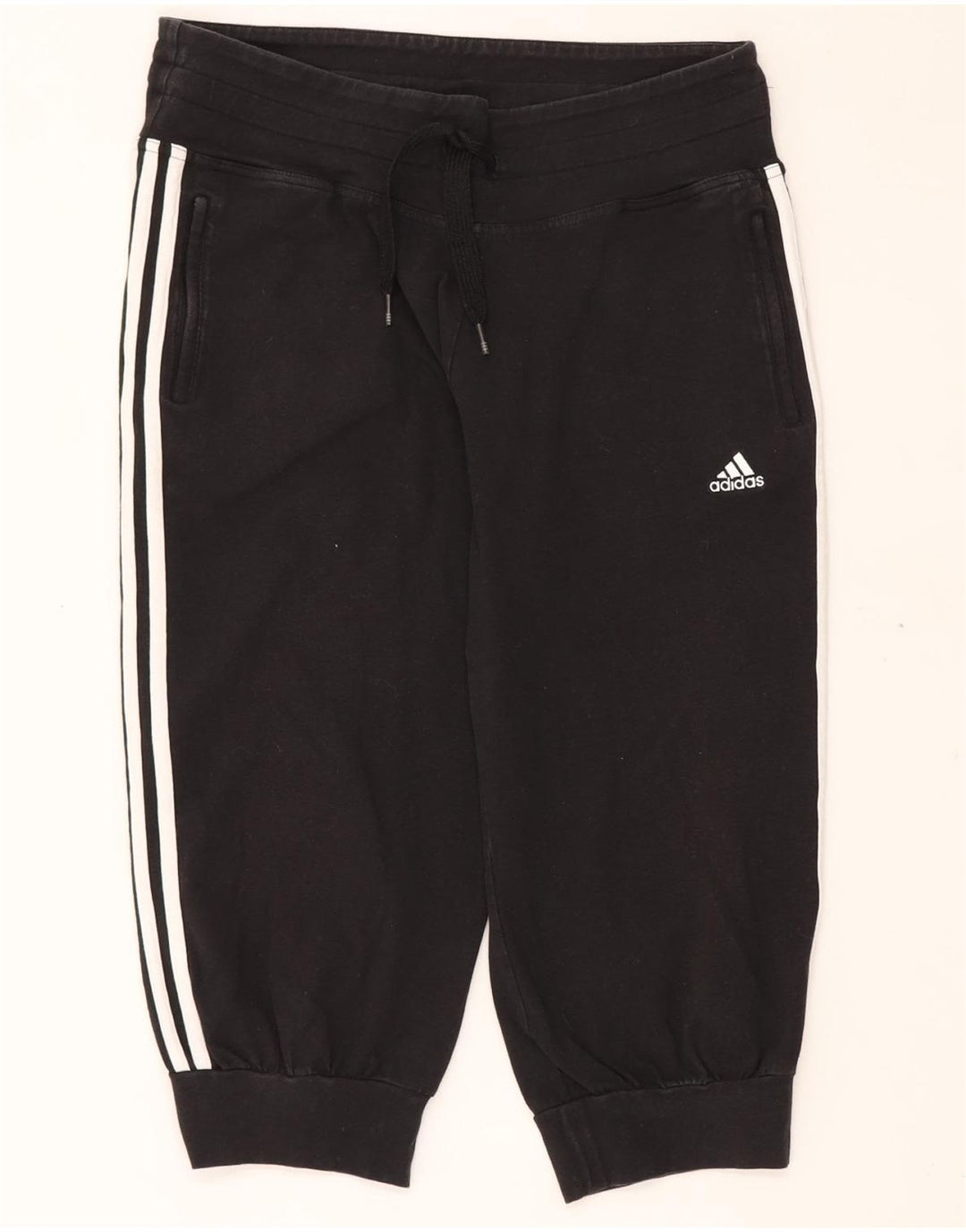 ADIDAS Dame Capri Træningsdragt Bukser Joggers UK 16 Large Black Bomuld