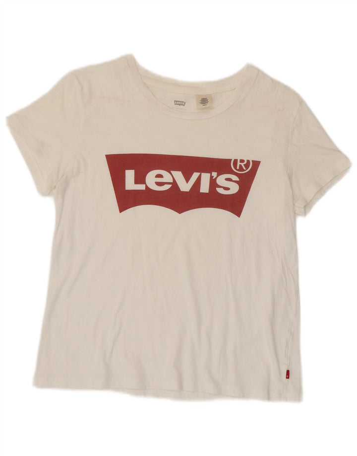 Levi's Dame Grafisk T-Shirt Top UK 10 Small White
