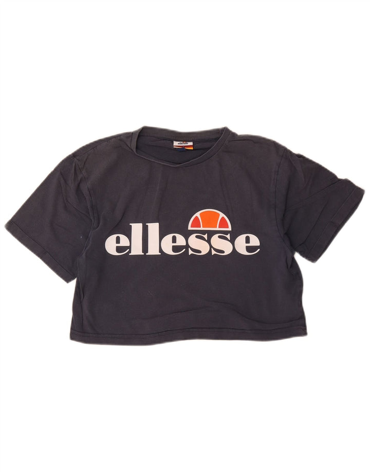 Ellesse Womens Crop Graphic T-Shirt Top UK 8 Small Grey