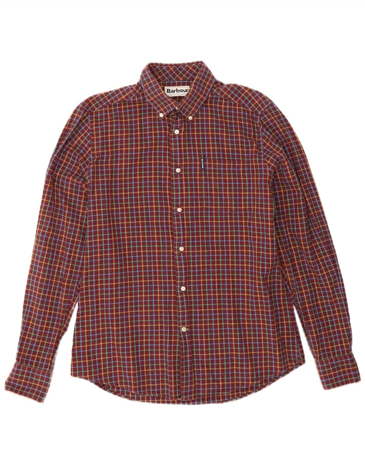 Barbour Herre Skræddersyet Fit Flanellskjorte Medium Burgund Ternet