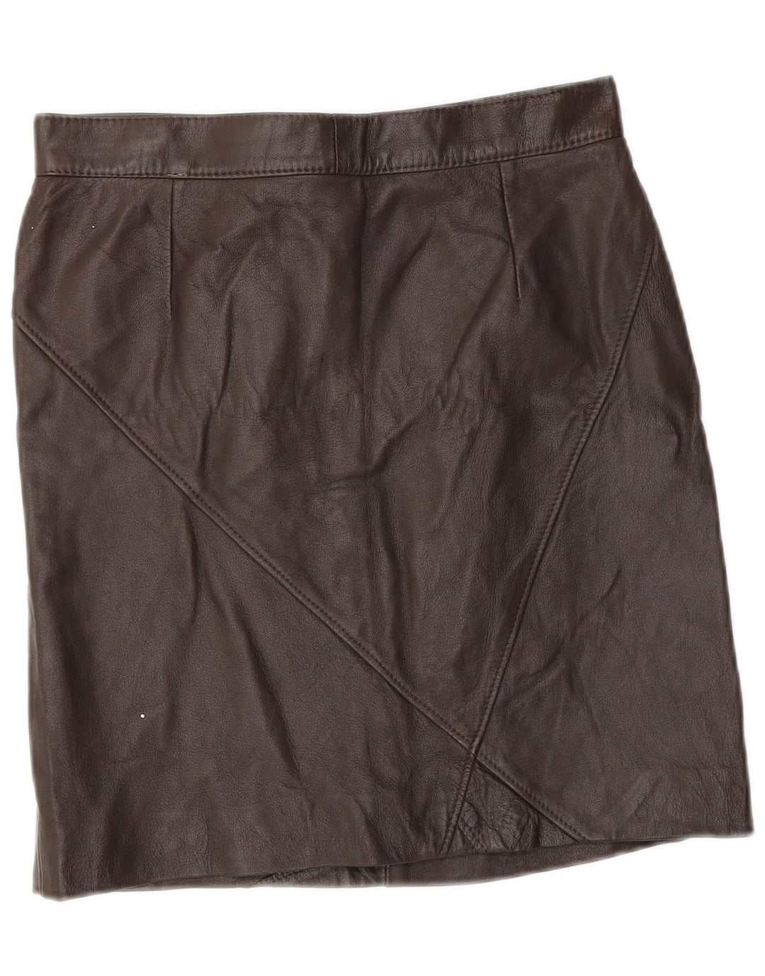 Vintage dame mini læder nederdel IT 46 Large W28 brunt læder
