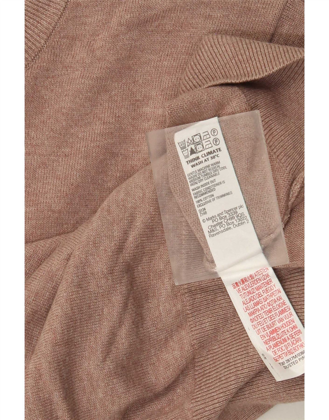 Marks & Spencer Herre sweater med rund hals, medium pink bomuld