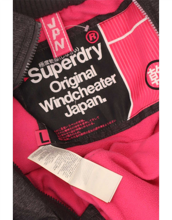 Superdry vindjakke til kvinder med hætte vindjakke UK 16 Large Grå