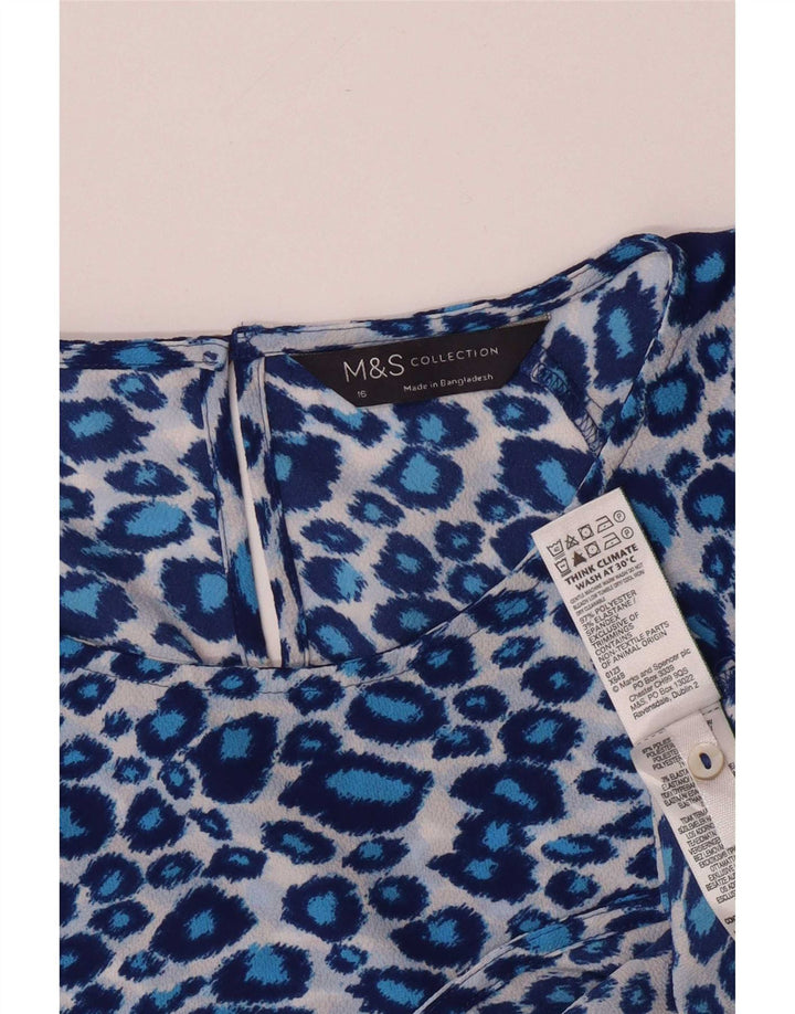 Marks & Spencer Damebluse Top UK 16 Large Blue Animal Print Polyester