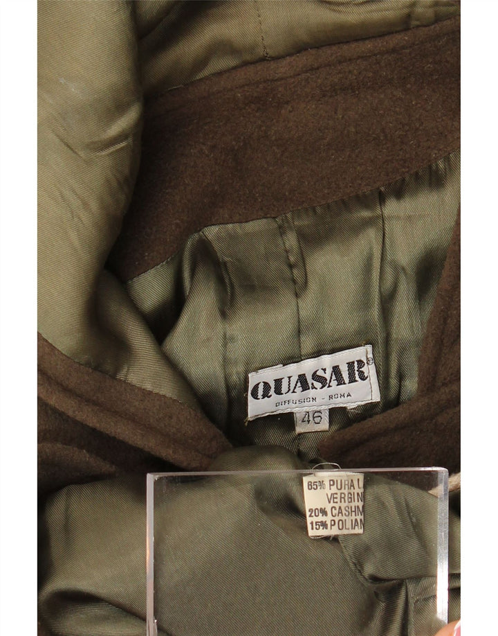 Vintage Dame Hooded Duffel Coat IT 46 Large Khaki Virgin Wool