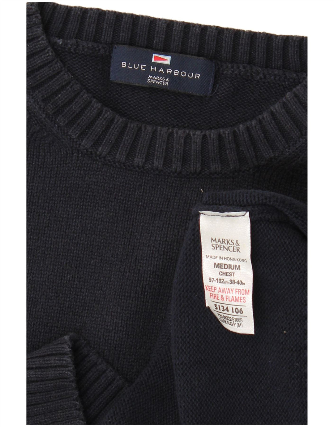 MARKS & SPENCER Herre sweater med rund hals, UK 38/40 Medium Navyblå
