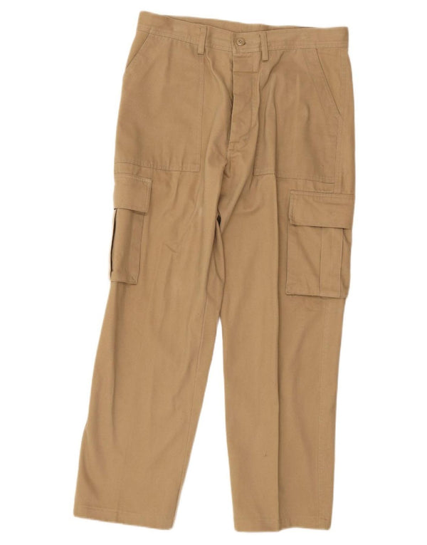 Vintage Herre Straight Cargo Bukser IT 50 Large W32 L29 Beige Bomuld