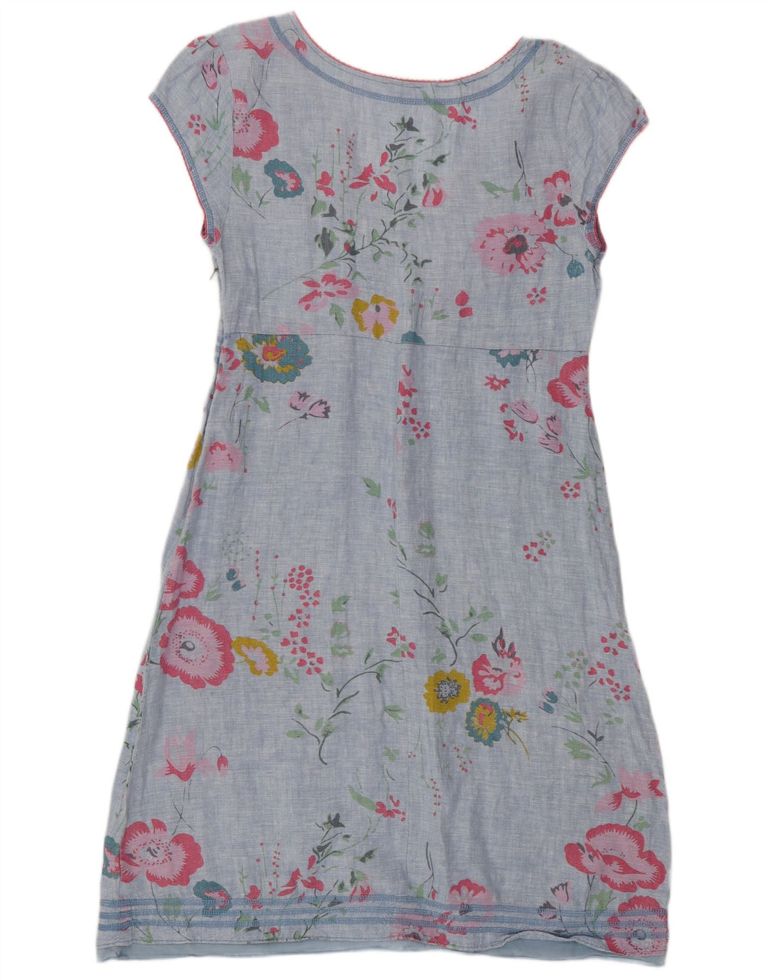 White Stuff Dame A-Line Kjole UK 14 Medium Blue Floral Linen