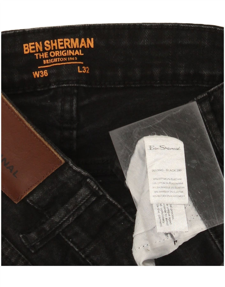 BEN SHERMAN Straight jeans til mænd W36 L28 sort bomuld