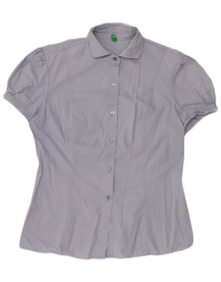 Benetton kortærmet skjorte til kvinder UK 12 Medium Blue