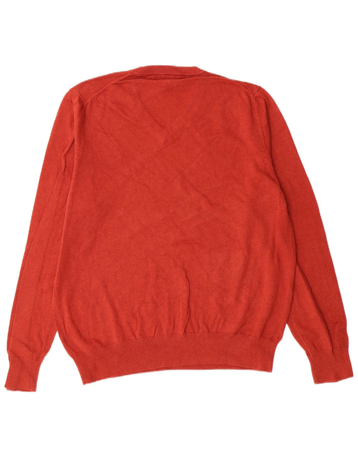 MARKS & SPENCER Herre V-hals sweater XL Rød Bomuld Classic