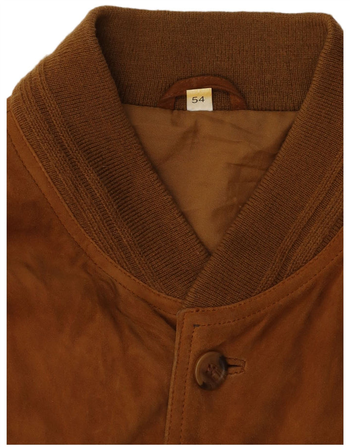 Vintage herre ruskind bomberjakke IT 54 2XL Brun