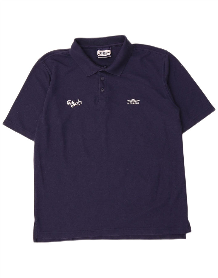 Umbro Herre Polo Shirt Large Navy Blue Polyester