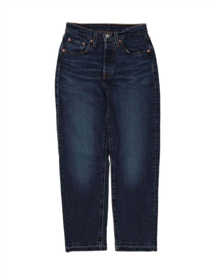 LEVI'S Womens 501 Tapered Jeans W24 L26 Navy Blue Cotton