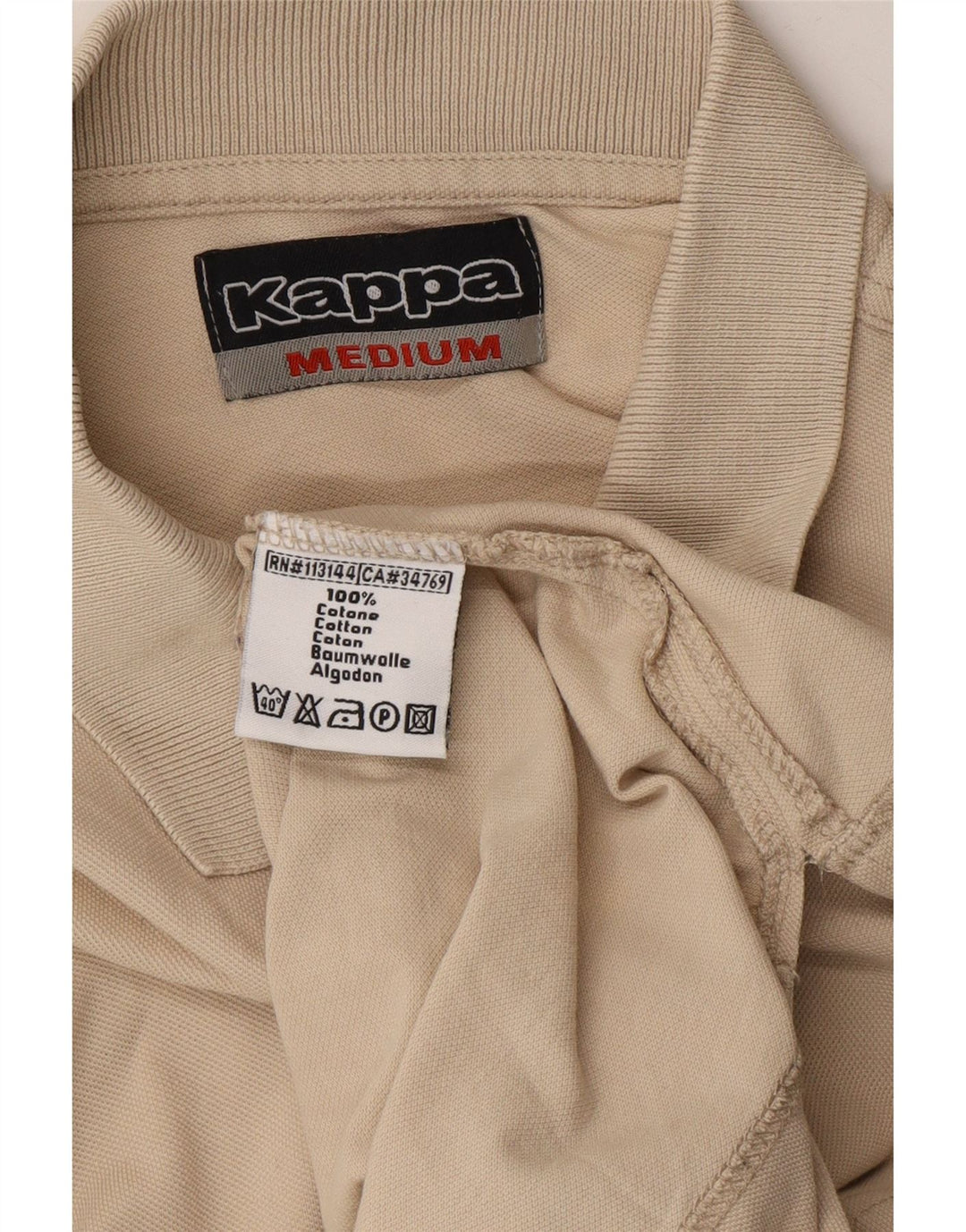 KAPPA Mens Polo Shirt Medium Beige Cotton Vintage Kappa and Second-Hand Kappa from Messina Hembry 