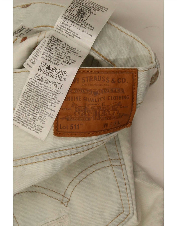 Levi's Herre 511 Slim Fit Distressed denimshorts W29 Små blå bomuld