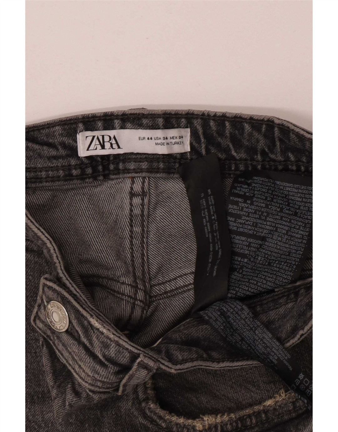 Zara Herre Distressed Straight Jeans EU 44 Large W34 L29 Grå Bomuld