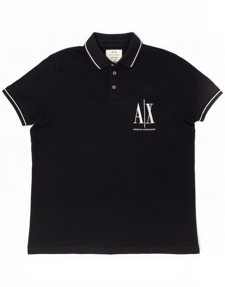 Armani Exchange Grafisk poloshirt til mænd Large Navy Blue