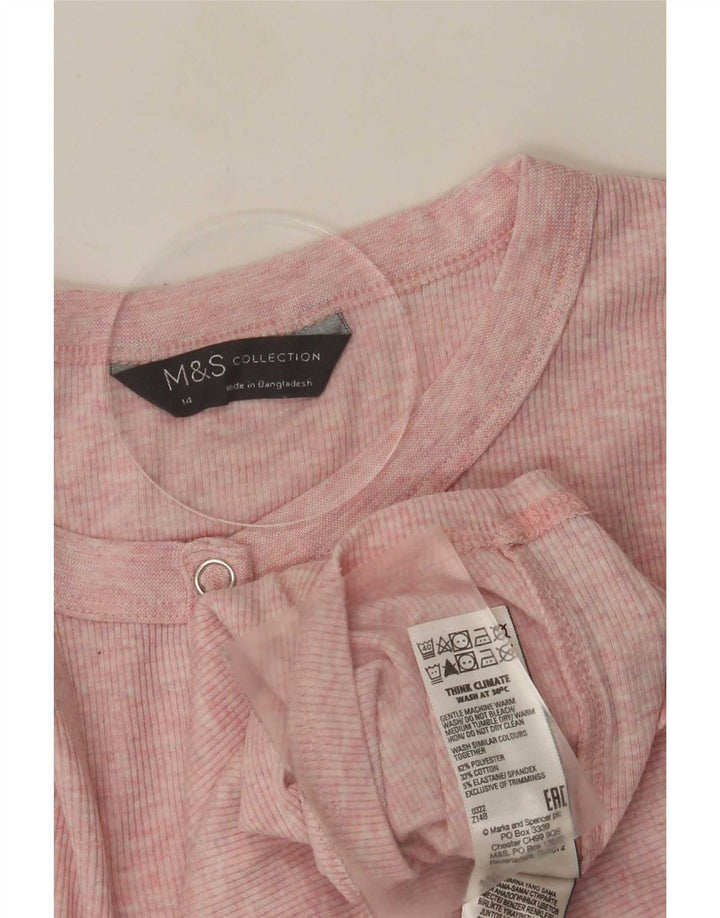 Marks & Spencer Dametop Langærmet UK 14 Medium Pink Polyester